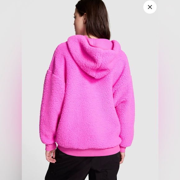 NWT Victoria Secret Pink Cozy Fleece Pullover Hoodie - Picture 2 of 5